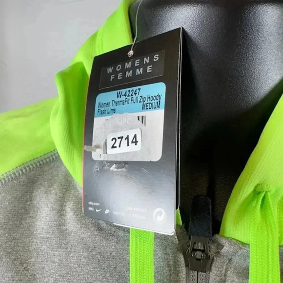 NEW Nike Therma-Fit Full Zip Hoodie Fleece Athletic Fit Flash Lime Womens Medium - Picture 3 of 7